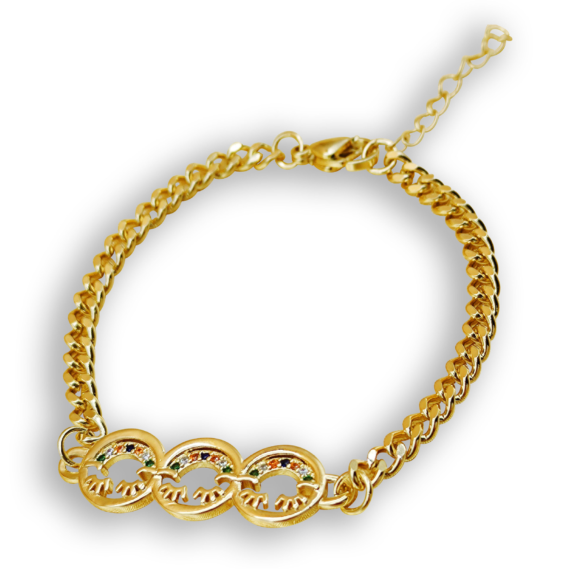 fashionable geometric square design copper bracelet with zircon