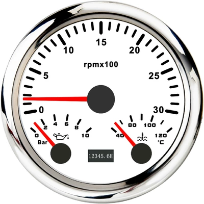 automobile instrument | 12V24V Universal Model with Night - silver-edge-white-background-3000rpm