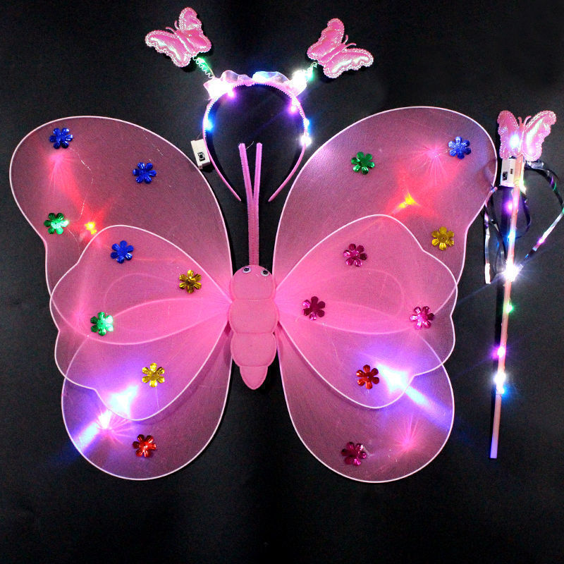 Mariposa brillante alas juguetes para niños regalos de cumpleaños estrella falda de hadas palo pequeña princesa conjunto de props