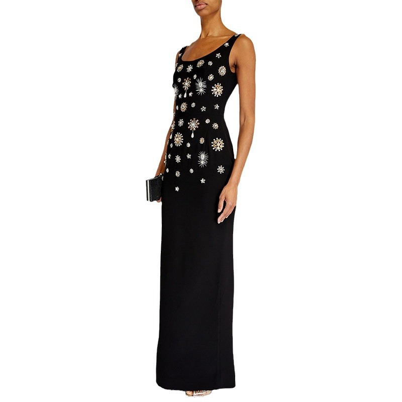 Women's Clothing star fashion heavy beaded diamond elastic vest long dress_voghion.com