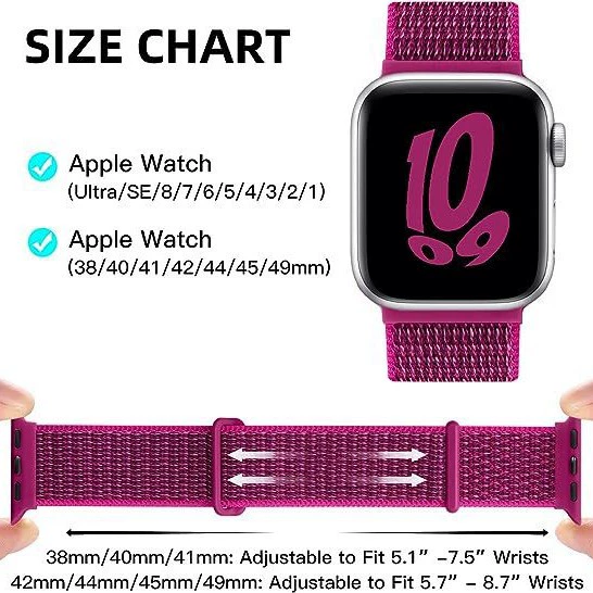 Apple, compatible watch strap with velcro, bracelet