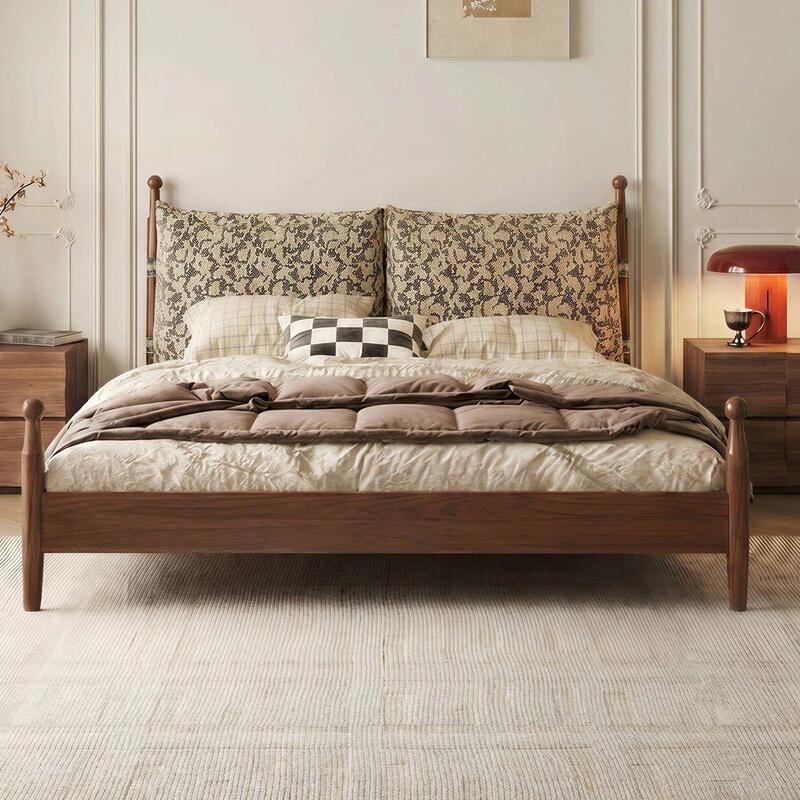 New Chinese style, fully removable and washable, floral art fabric bed, suitable for small apartments, master bedroom, double bed, high-resilience, Chinese-style soft headboard, large bed New Chinese style, fully removable and washable, floral art fabric bed, suitable for small apartments, master bedroom, double bed, high-resilience, Chinese-style soft headboard, large bed