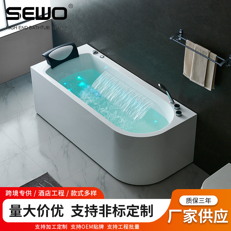 Acrylic Bathtub Bathroom Surf Massage Waterfall Integrated Seamless Bathtub Adult Home Hotel Acrylic Bath