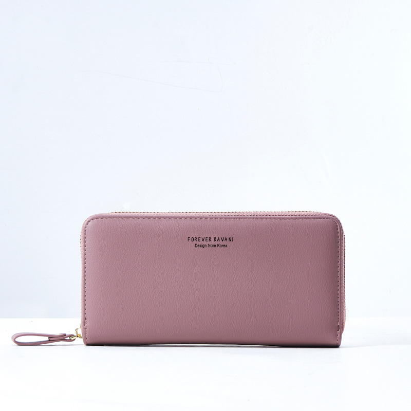 Nueva Cartera de mujeres largo 2024 primavera moneda monedero Cadena de color sólido cadena transfronteriza cremallera embrague al por mayor