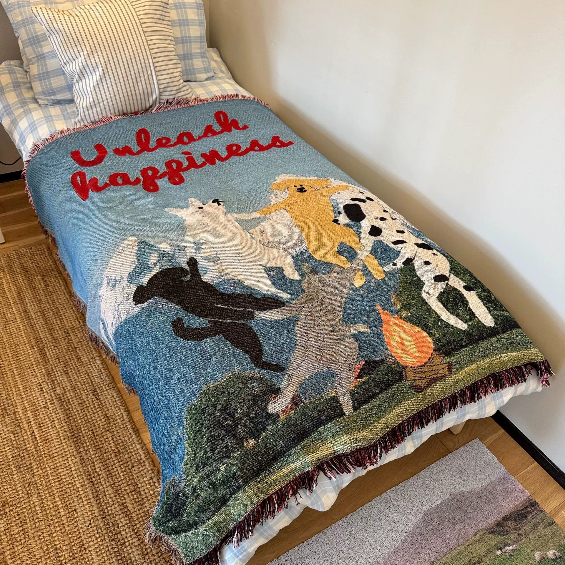 Unleash happiness original art dog paradise милый гобелен-ковер-плед
