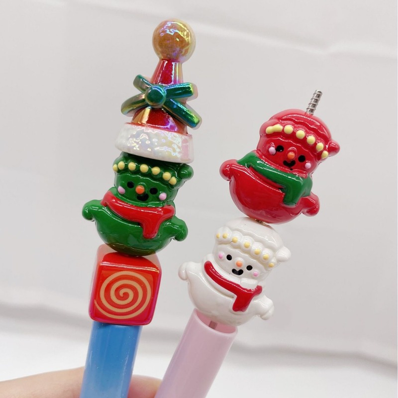 クリスマス滴油手描き雪だるまアクリル散珠DIY携帯チェーンキーホルダー部品ビーズペン装飾ビーズ|undefined