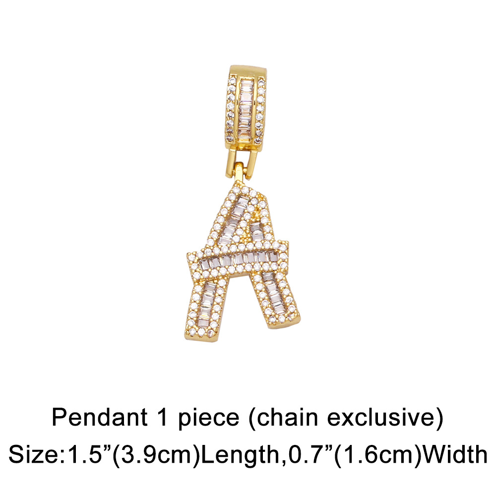 15g Weight 18K Gold Plated Plating Material Necklace Classification Wedding Occasion Copper Material Geometric, Letter Pattern Unisex Gender Fashion Style Fashion Zircon Letter Hip Hop Men's And Women's Copper Necklace 无