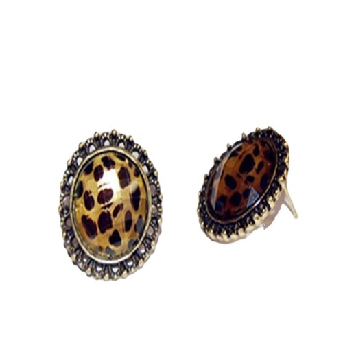 Winter New Arrival Art Deco Retro Cross-Border Bestselling French Style Popular Round Leopard Print Earrings Eardrops Earing Accessories