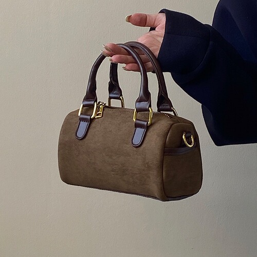 Korean Autumn/Winter New Retro Faux Fur Single Shoulder Crossbody Small Bag with Color Block Pillow Bag Boston Women's Handbag