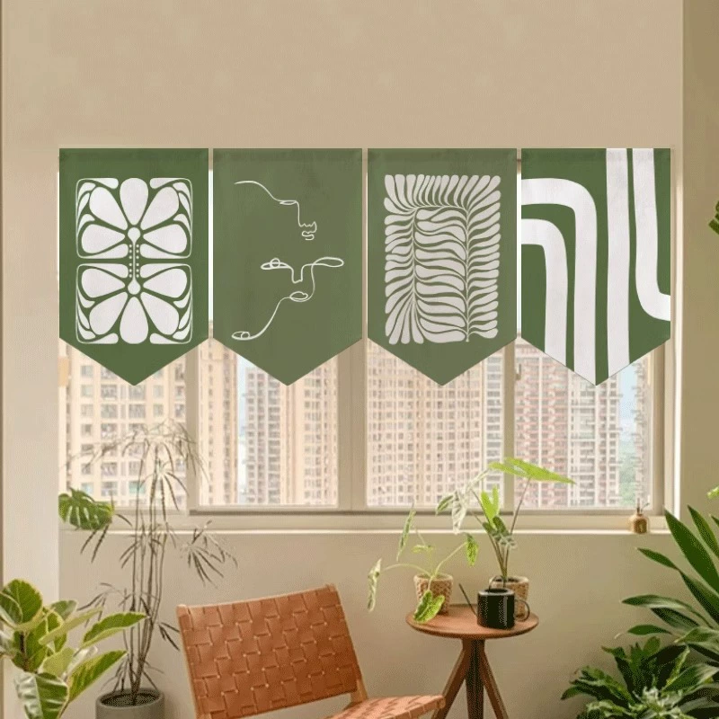 Green fresh curtain, decorations