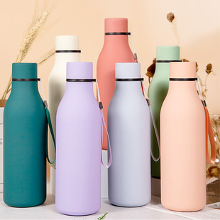 New 304 Coke Bottle with Carrying Rope, High-Looking Thermos Cup, Outdoor Sports Large-Capacity Bowling Cup Customization