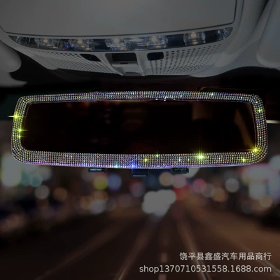 Car Rearview Mirror Decorative Cover, Sun visor rearview mirror - hot-diamond-rearview-mirror-color-diamond
