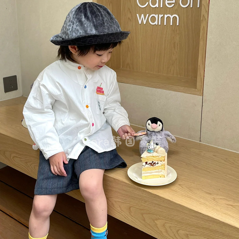 男童衬衫儿童秋装2025新款薄款白色痞帅风生日衬衣女宝宝潮牌外套|undefined