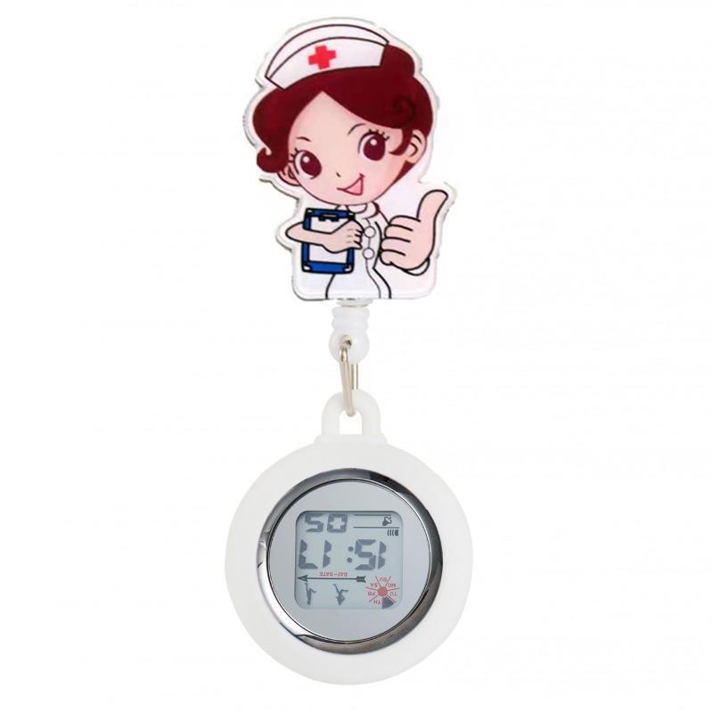 Reloj de enfermera de estiramiento multifuncional luminoso fuerte reloj colgante reloj electrónico digital retráctil de dibujos animados lindo clip cronómetro reloj de bolsillo