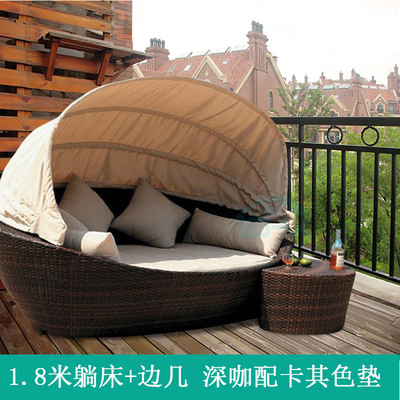 Cama de caña al aire libre doble jaula de pájaros sofá cama de vacaciones villa de ocio terraza tumblr balcón cama redonda tumblr