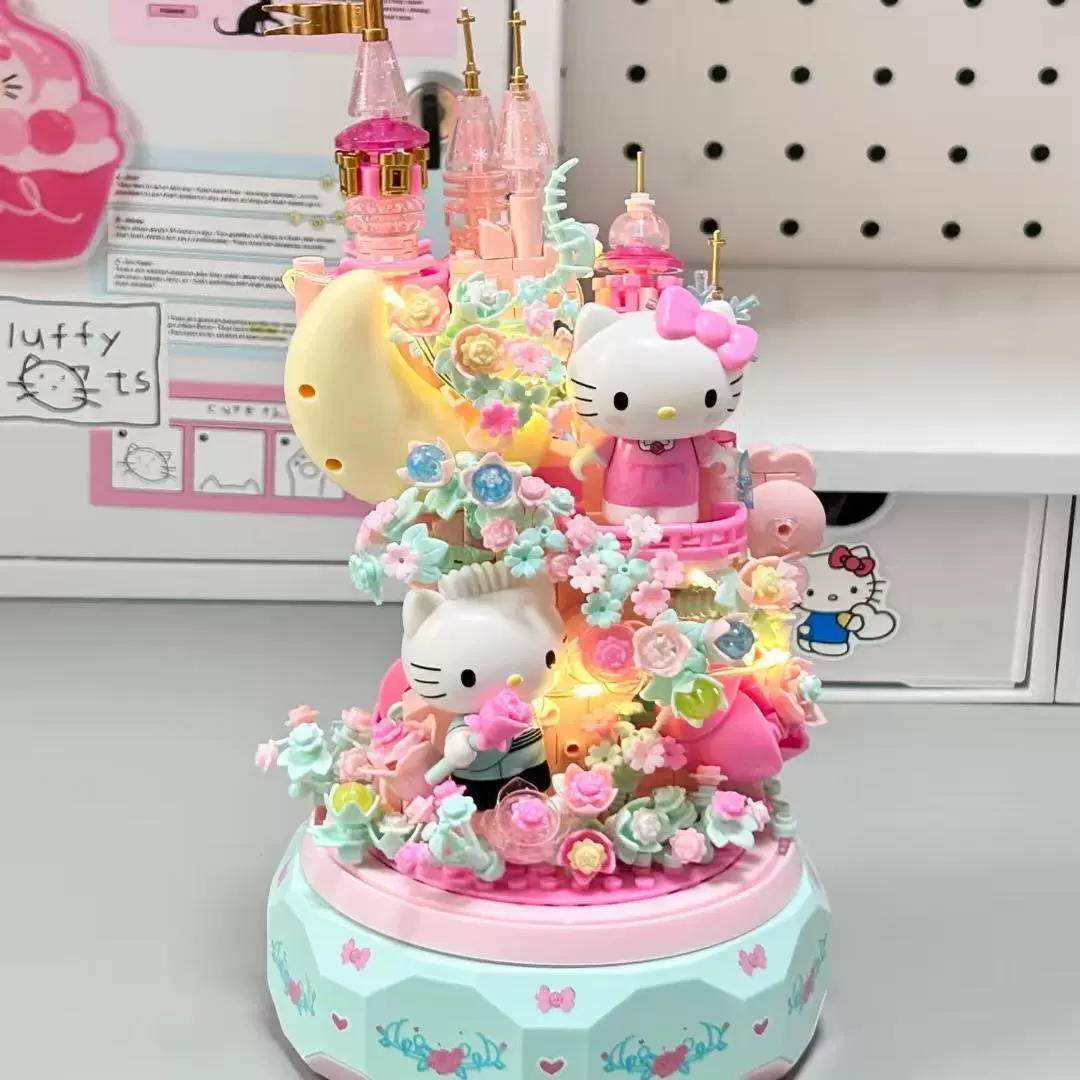 月光社 Sanrio Hello Kitty, игрушка-музыкальная шкатулка-конструктор, подарок для девочки