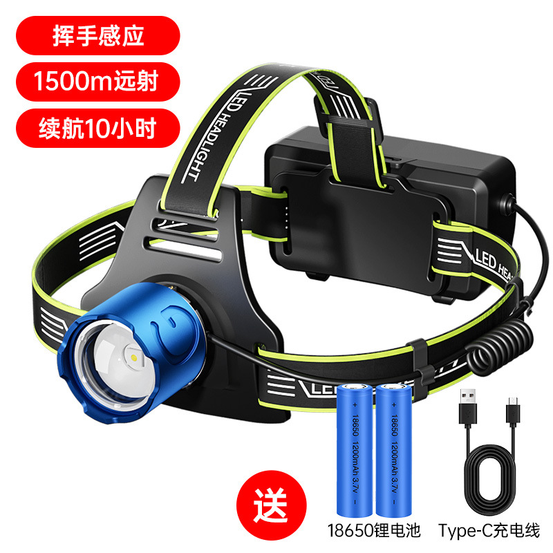 Faro transfronterizo súper brillante recargable linterna montada en la cabeza al aire libre pesca nocturna de larga duración resistencia iluminación exterior