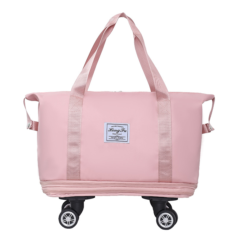 Bolsa de viaje, rueda universal de gran capacidad, bolsa de almacenamiento para estudiantes en viaje de negocios, bolsa de lona expandible impermeable, separación en seco y húmedo