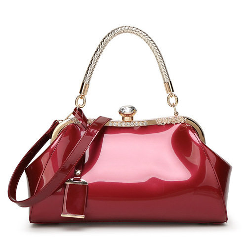  New European and American Fashion Patent Leather Women's Bags Trendy Glossy Handbags Shoulder Crossbody Bags Bridal Dinner Women's Bags