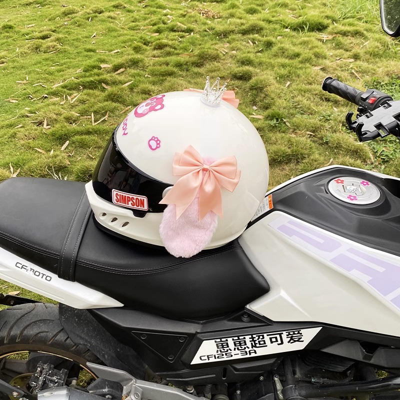 Pink Bowknot Dog Helmet Accessories Motorcycle Electric Universal