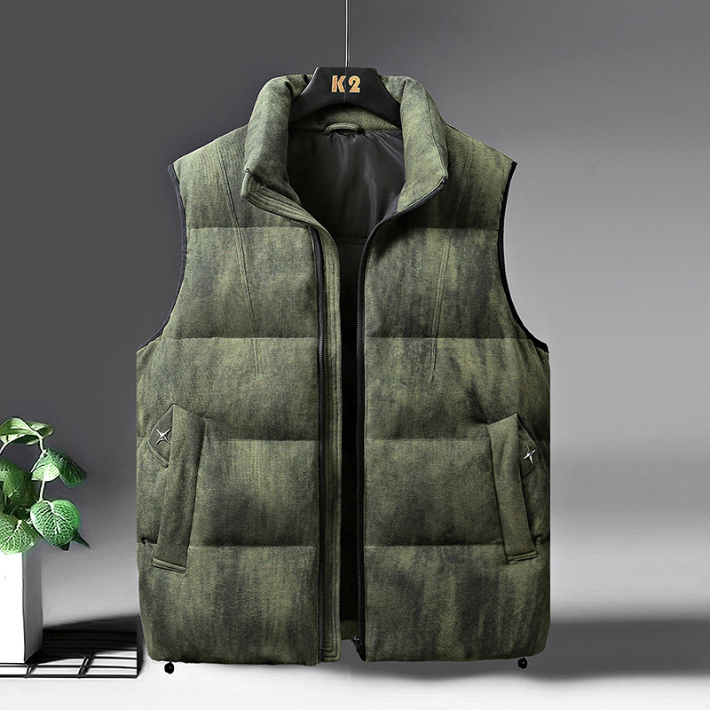 Printed Antique Down Vest Men's 2024 Winter New 90 White Duck Down Thickened Vest High Filled Velvet Warm Vest