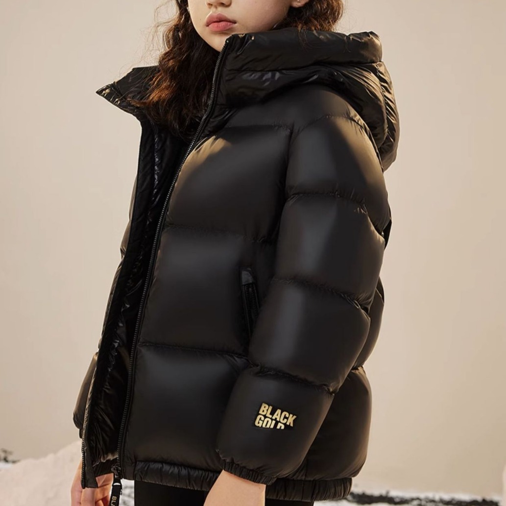 Chaqueta auténtica de plumón para niños, niños, niñas, chaqueta de terciopelo blanco para bebés, chaqueta corta de oro negro grueso