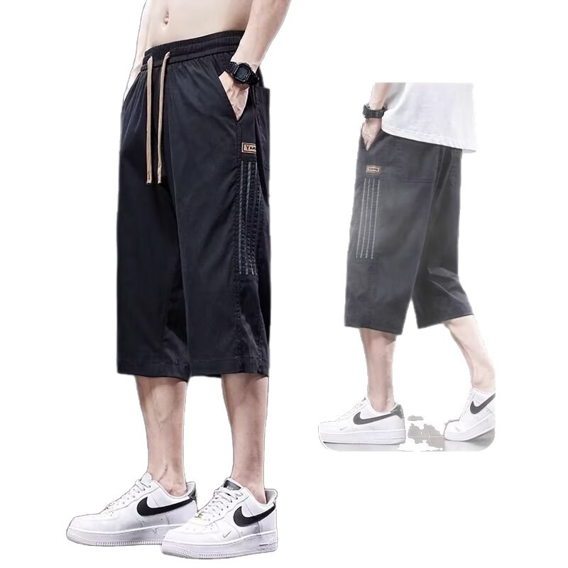 Thin Quick-Drying Loose Straight Loose Casual Over-The-Knee Shorts Sports Mid-Pants Culottes 2025 Cropped Pants for Men Summer