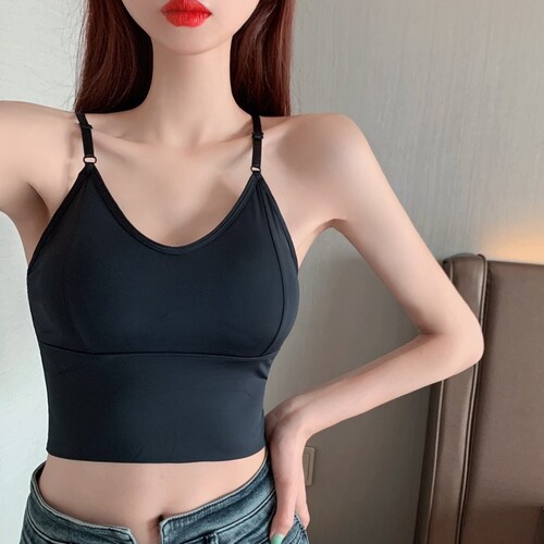 Summer new style ice silk beautiful back camisole women's short cross sexy bottoming wrap bra with tube top