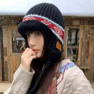 韩版冬季2026年跨境新款仿貂毛针织帽女保暖毛线帽大头围字母潮款