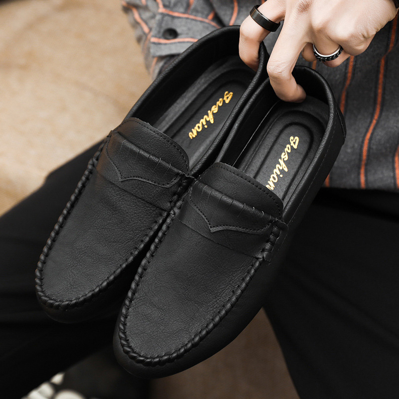 男鞋2023春季新款豆豆鞋男百搭休閒鞋韓版潮流英倫鞋子男士潮鞋