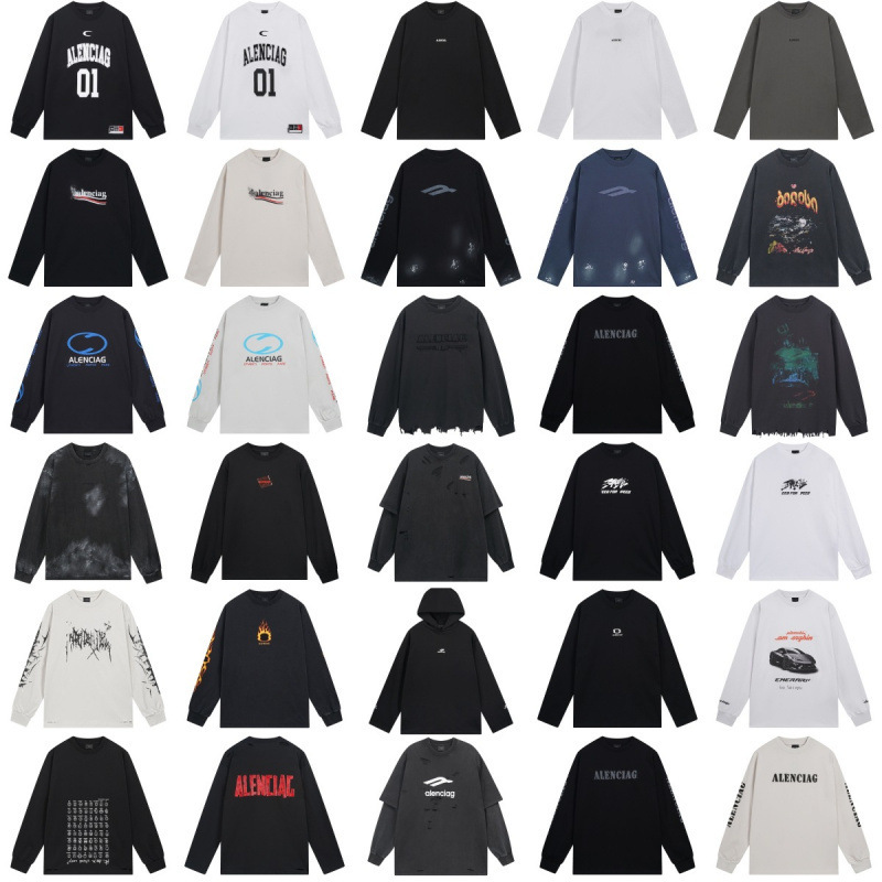 High Version Paris T-Shirt 25 Years Autum New Luxury Trend B Family Men and Women Same Style Casual Loose Long-Sleeved Bottoming Shirt