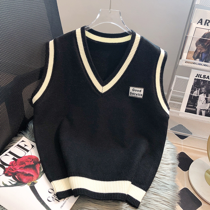 Chaleco de punto para mujer, chaleco suéter de otoño e invierno para combinar con una camisa, nuevo estilo de invierno 2024, estilo preppy.
