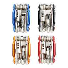 11合1便携折叠式组合工具 彩色维修工具带截链器 自行车修车工具