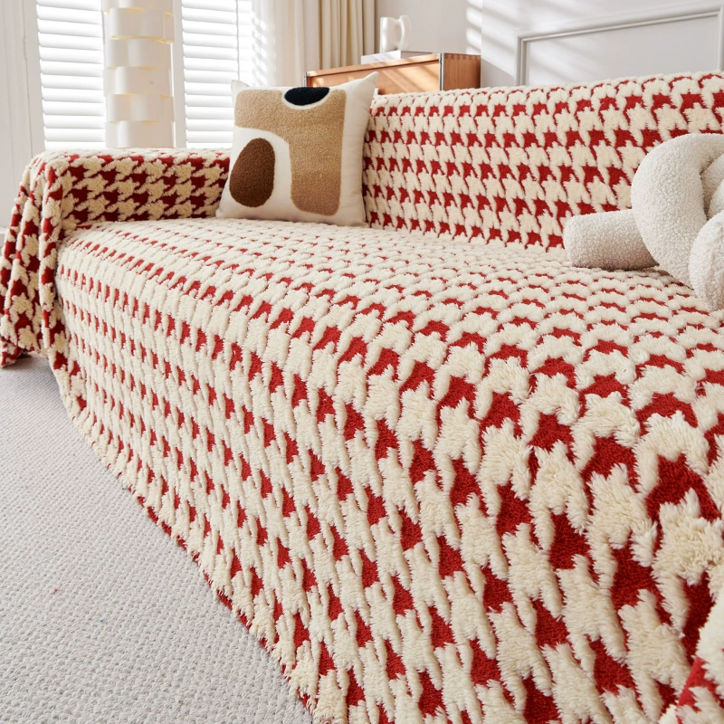 Atmospheric winter festive red non-slip sofa