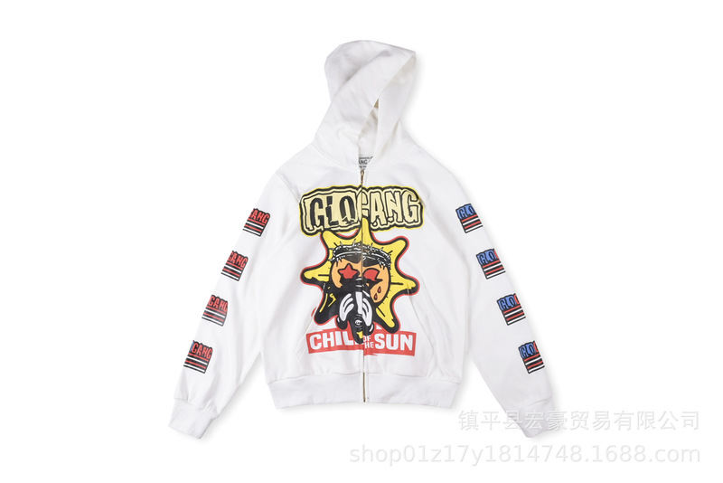 クロスボーダー 24SS ヨーロッパとアメリカのストリートファッション大きいサイズレトロ漫画迷彩プリントジッパートレーナーパーカー長袖 Tシャツズボン|undefined