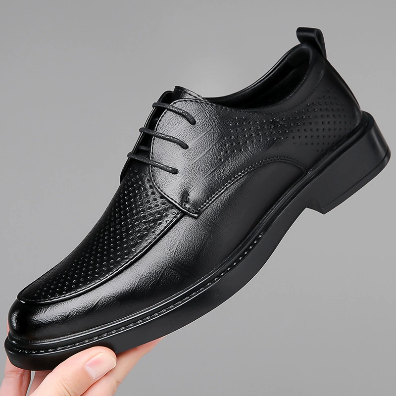 2025 летние новые стильные дышащие туфли из натуральной кожи с полыми отверстиями, мужская обувь, деловые кожаные туфли, мужские кожаные сандалии на шнуровке большого размера