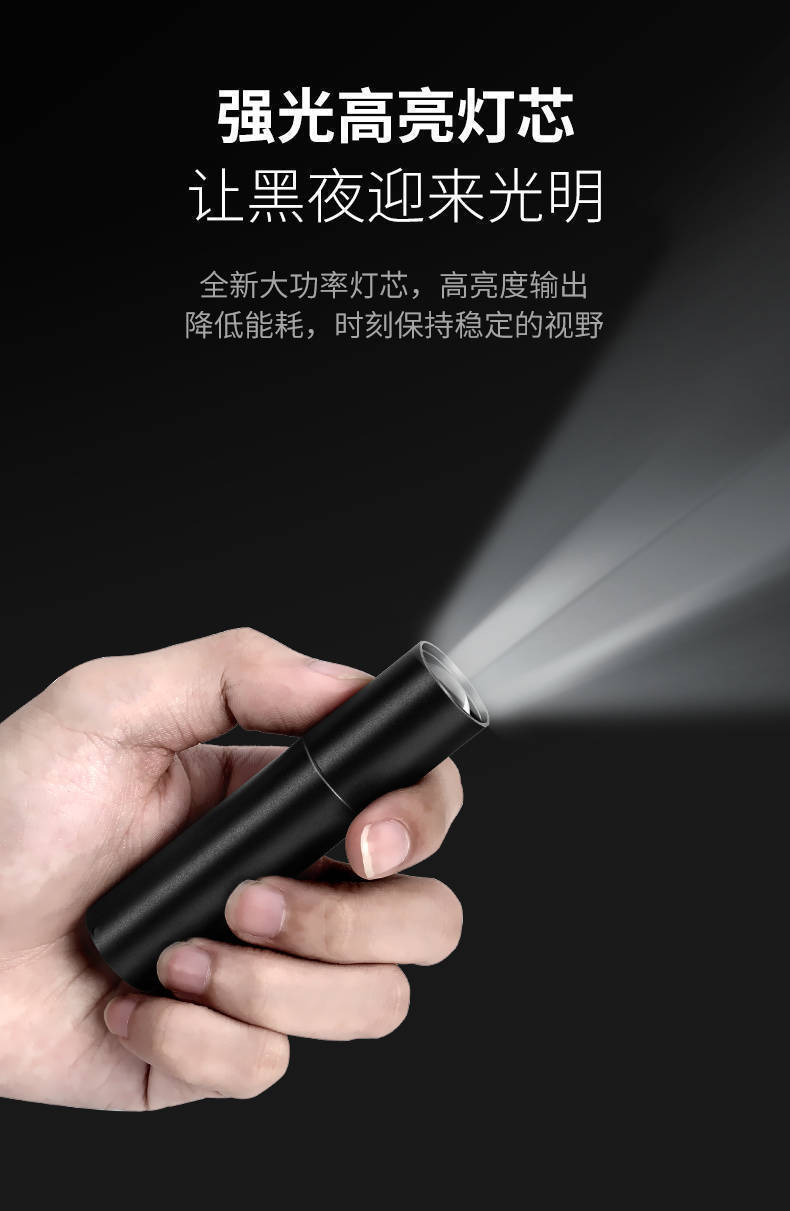 Outdoor Mini Bright Flashlight, Convenient and Multi-Functional Aluminum Alloy Zoom Led Light, Household Rechargeable Emergency Light