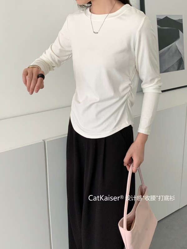 CatKaiser设计感收腰打底衫女秋季简约舒适显瘦百搭无束缚打底衫|undefined