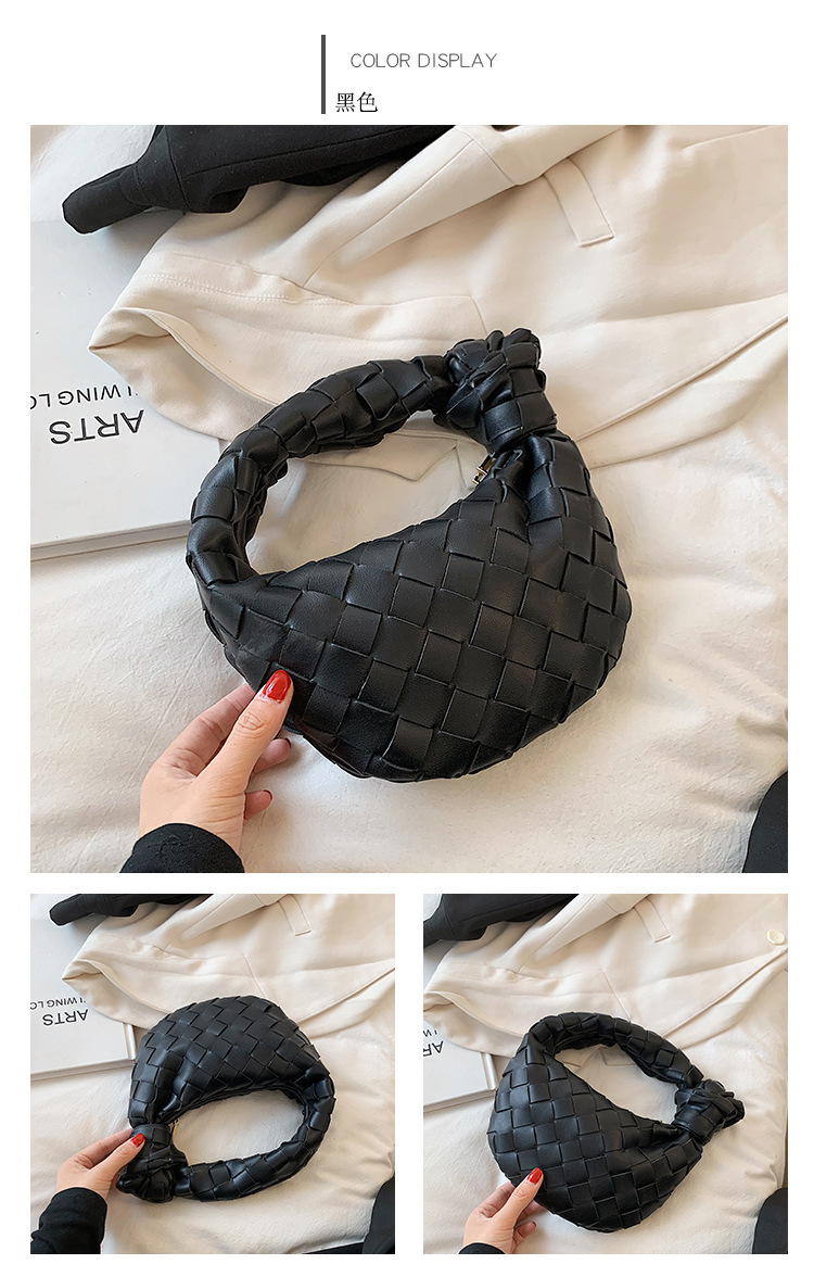 Solid Color Woven Knot Portable Croissant Bag Wholesale Nihaojewelry display picture 29