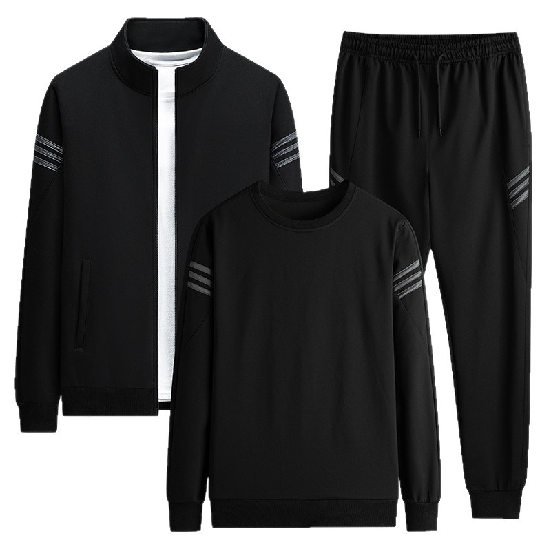 Traje deportivo de tres rayas para hombre, primavera y otoño, sudadera de otoño, conjunto informal de tres piezas de manga larga para correr, talla extra grande. image 6