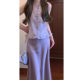 Purple Qi East New Chinese Style Purple Buckle Sleeveless Vest & Skirt & Round Neck Vest suit Women's Fashion
