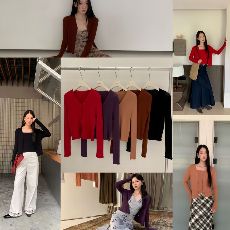 Interpreting Beauty Newopen 25 Autumn Five-Color Versatile Lyocell Ribbed Long-Sleeve V-Neck Knitted Cardigan for Women F6317 Interpreting Beauty Newopen 25 Autumn Five-Color Versatile Lyocell Ribbed Long-Sleeve V-Neck Knitted Cardigan for Women F6317