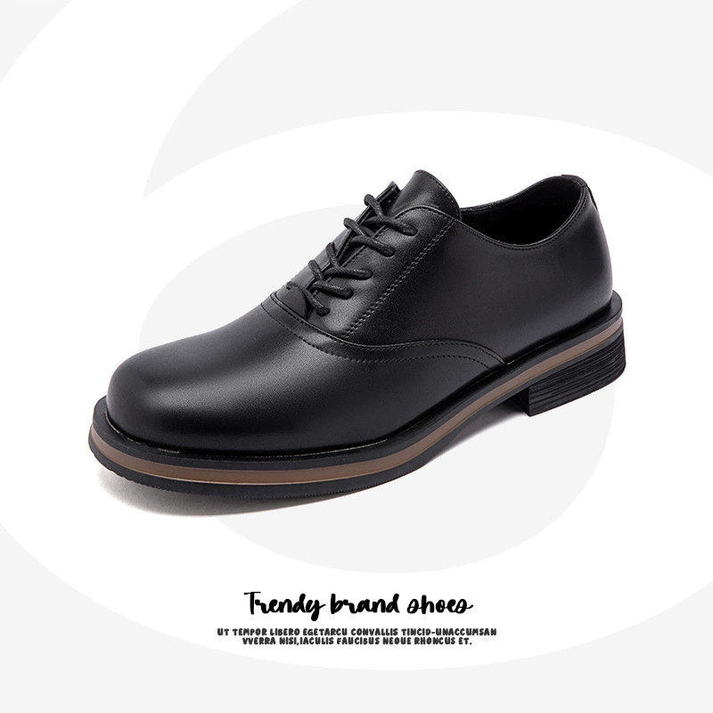 Мужские британские туфли-дерби на толстой подошве, круглый носок, деловые, формальные, коричневые, кожаные, для работы и поездок, 55805