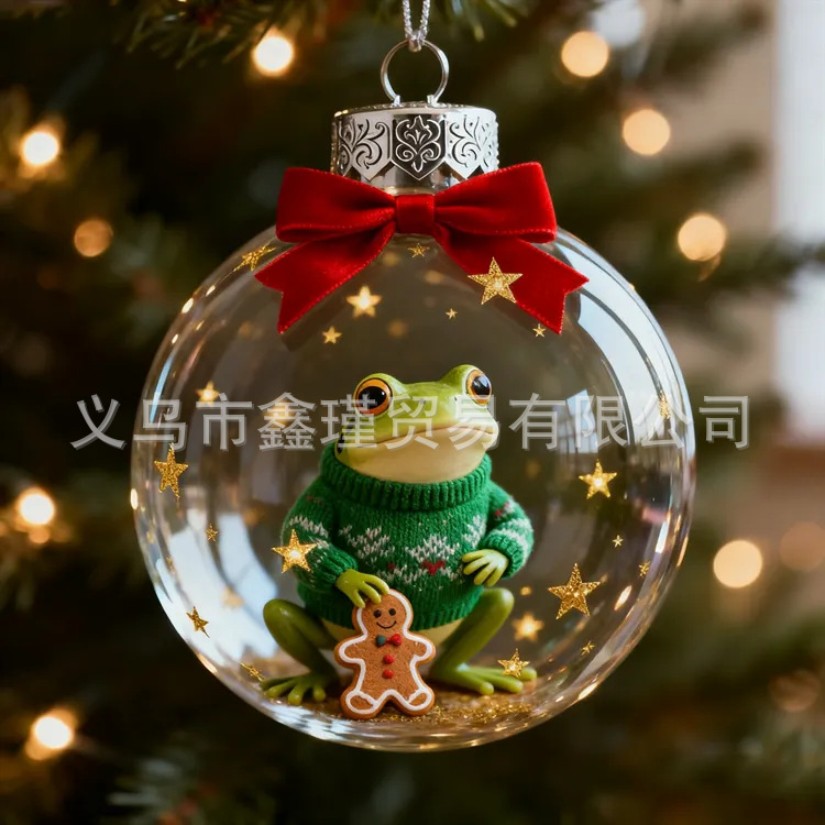 2026 transfronterizos nuevos adorables animales de Navidad 2D plano acrílico joyas colgantes de árbol de Navidad