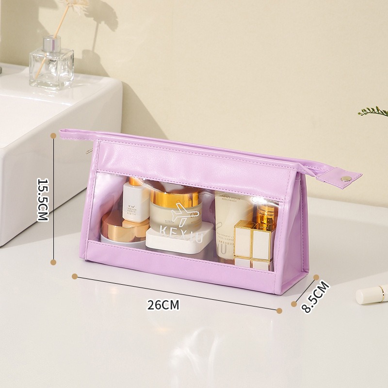 Bolsa de lavado de PVC transparente portátil de un solo hombro bolsa de separación seca y húmeda baño baño impermeable bolsa de almacenamiento de maquillaje de gran capacidad