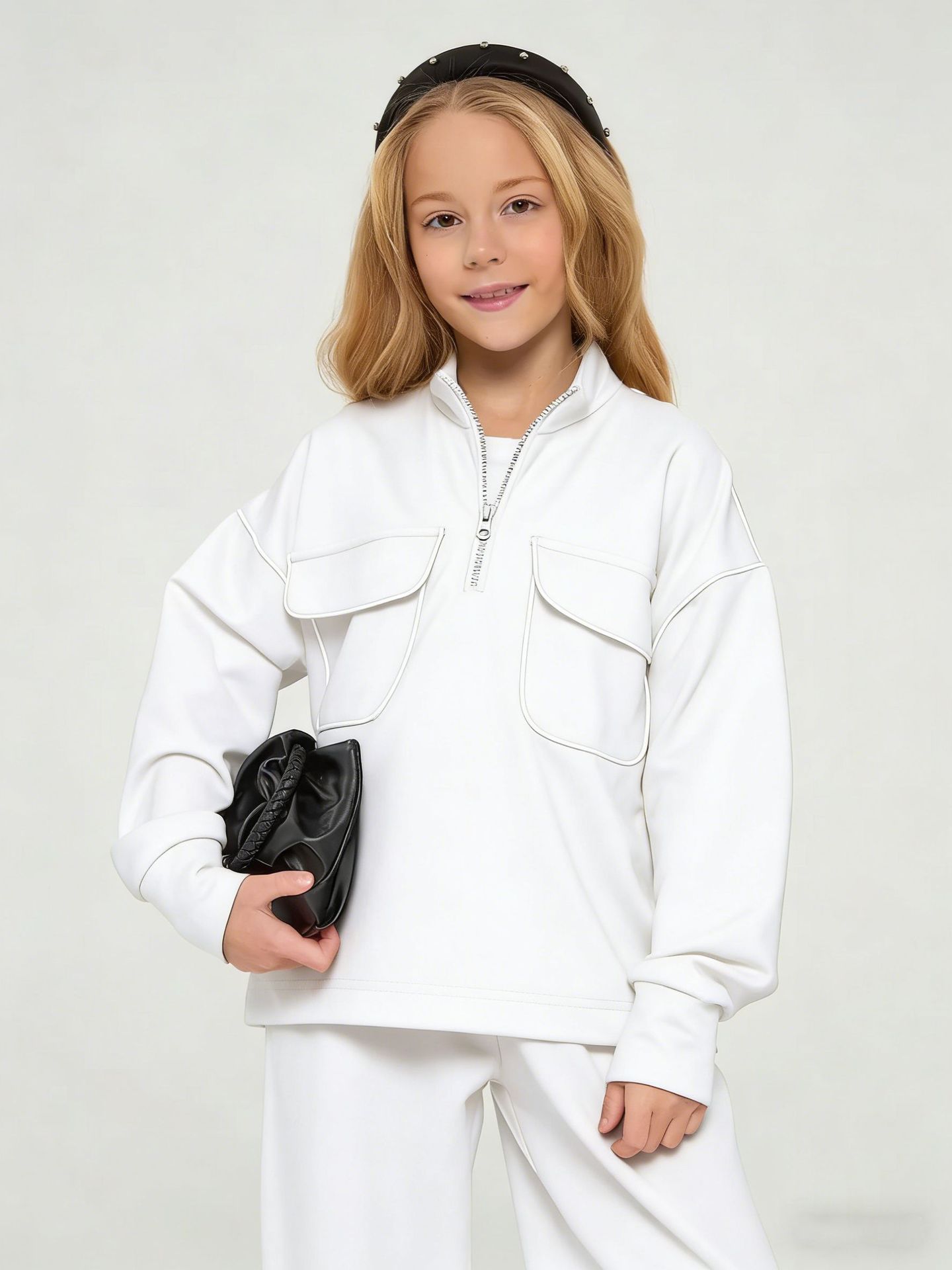 Mädchen Freizeit Streetstyle Zweiteiler Mit Half Zip Pullover_voghion.com