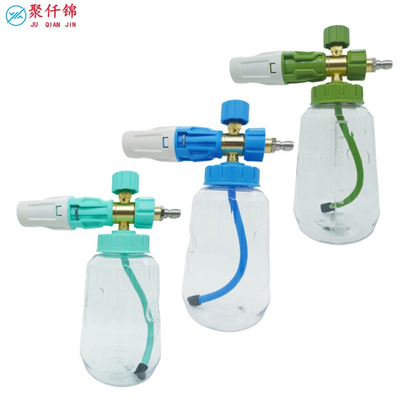 New Cross-Border Color Scheme High-Pressure Car Wash Foam Pot Foam Gun Pa Pot Cleaning Gun with Transparent Spray Bottle 1/4 Quick Plug