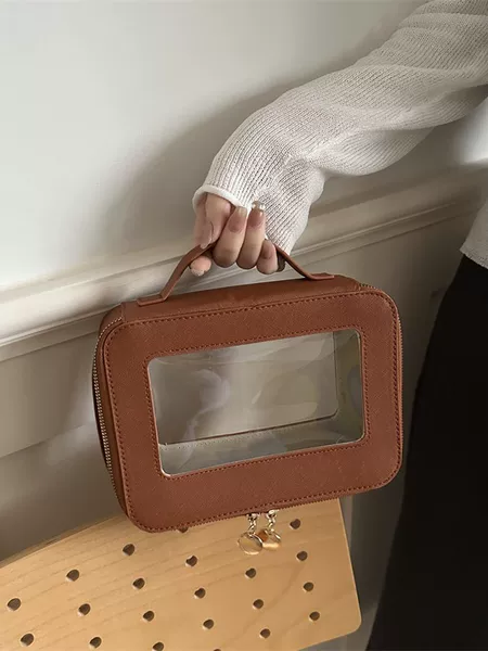 Transparent Patchwork Convenient Travel Storage Bag, Simple 2026 Pvc Stylish Large-Capacity Portable Makeup Small Square Bag