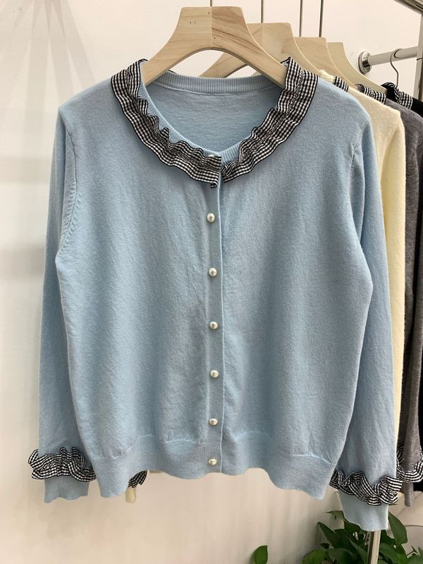 韩系假两件针织衫女慵懒风2025春季新款多巴胺黄百搭宽松开衫上衣|undefined