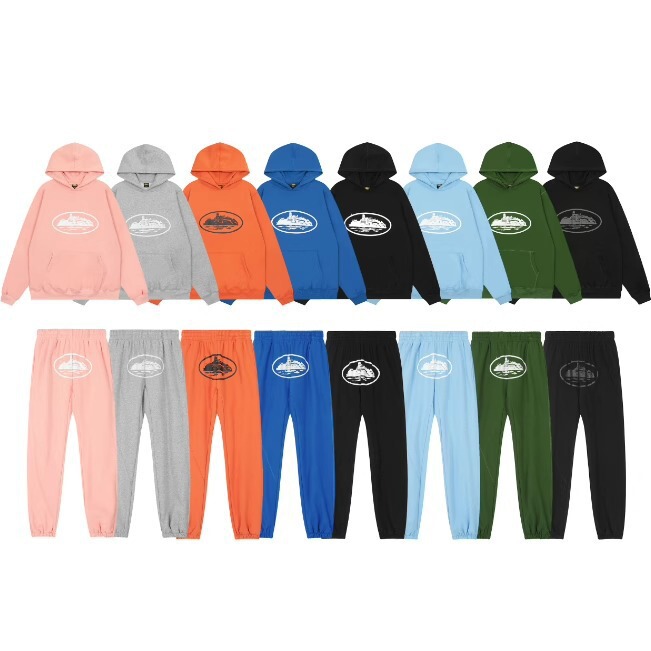 Beautiful Trendy Corteiz Alcatraz Island Printed Street Men's and Women's Loose Basic Hooded Sweat Casual Sweat Pants suit